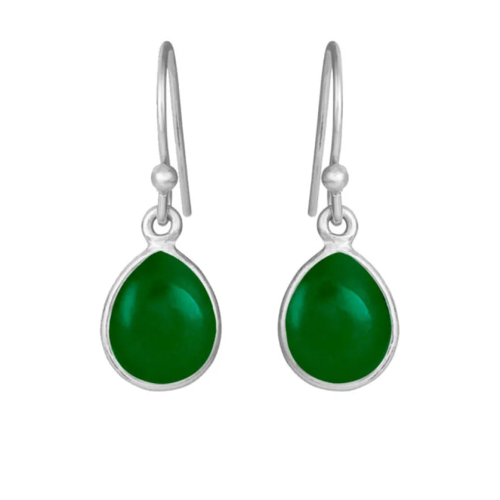 SFB - Ørebøjler med grøn agat i sølv - 5249-1-102