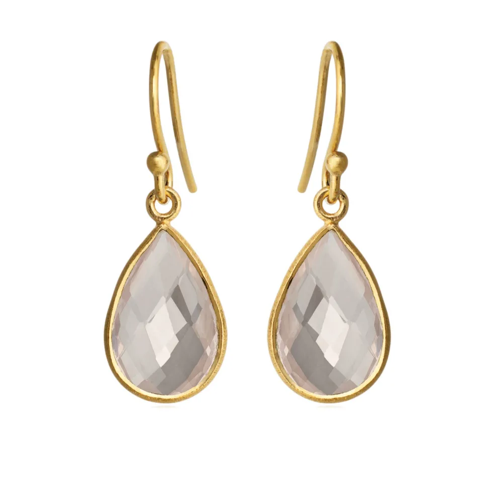 SFB - Ørekrog med facet slebne rosakvarts - 4055-2-106