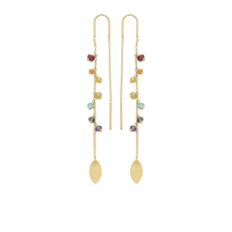 SFB - Øreringe i forgyldt med sten i regnbuens farver - 5617-2-556