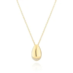 Sif Jakobs - Goccia sølv forgyldt halskæde med sten i vedhæng - n2479-cz-yg