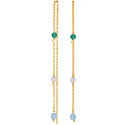 329024-3- Sølv forgyldte øreringe med sten