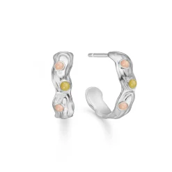 Studio Z - Shell sølv creoler med rosa sten - 7117849