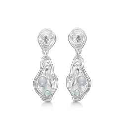 Studio Z - Shell sølv ørehænger med grå sten - 7117828